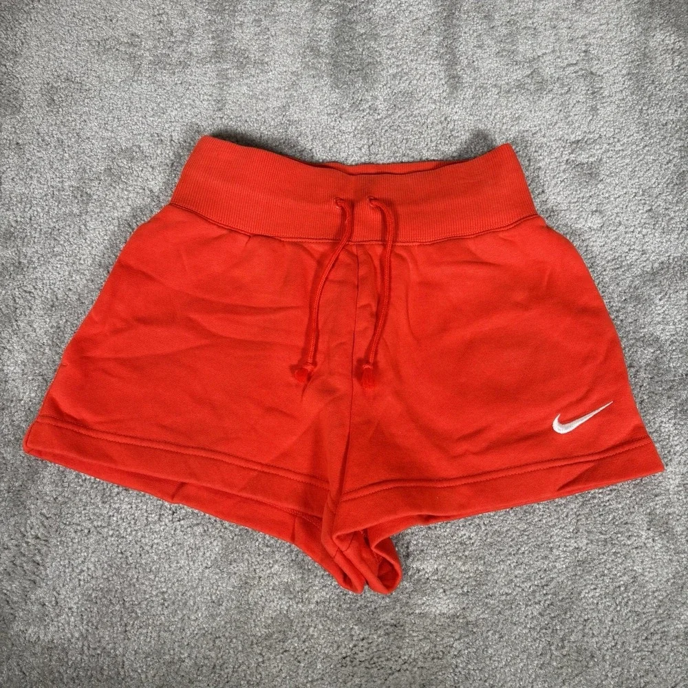 Nike Sportswear Sweat Shorts Womens XS Orange Fleece Phoenix High Waisted Loose